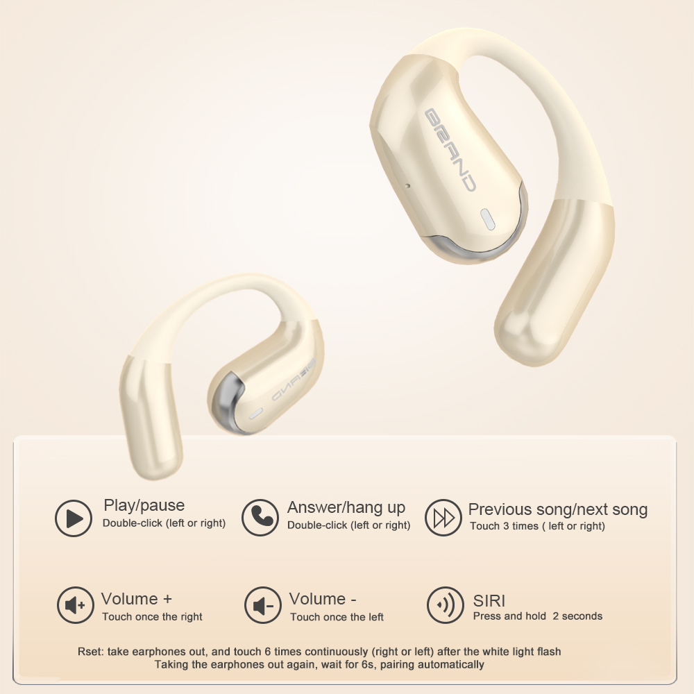Novo design OWS Silicone Ouvido aberto Direcional Áudio Fones de ouvido Bluetooth sem fio Som de alta qualidade