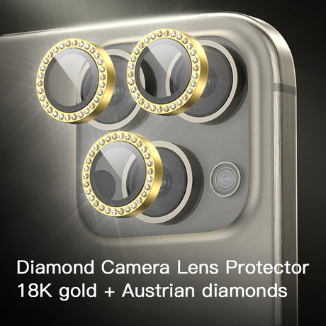 Moda OEM 18K Gold+Áustria Diamantes Colorido Anti-riscos Vidro Temperado Iphone Protetor de Lente de Câmera