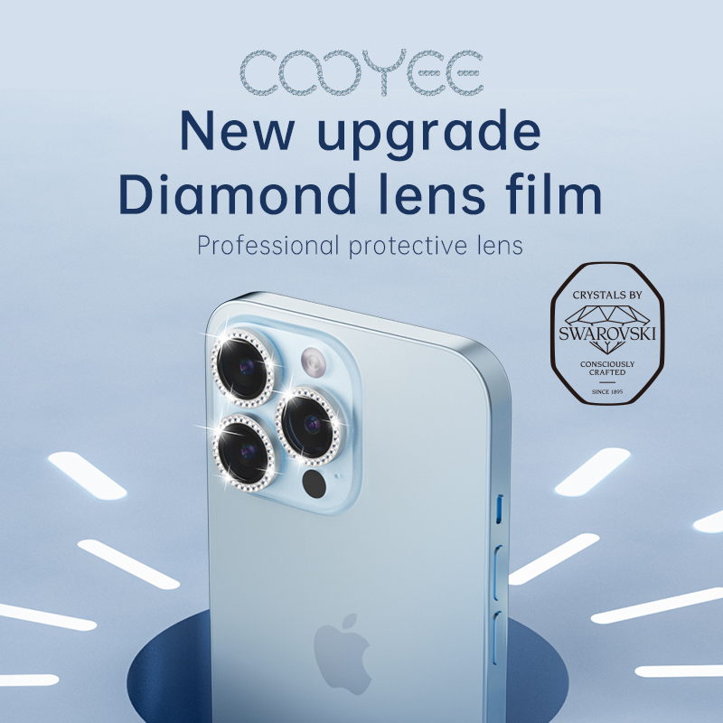 Nova moda usando diamantes SWAROVSKI protetor de lente de câmera de vidro temperado resistente a arranhões para iPhone
