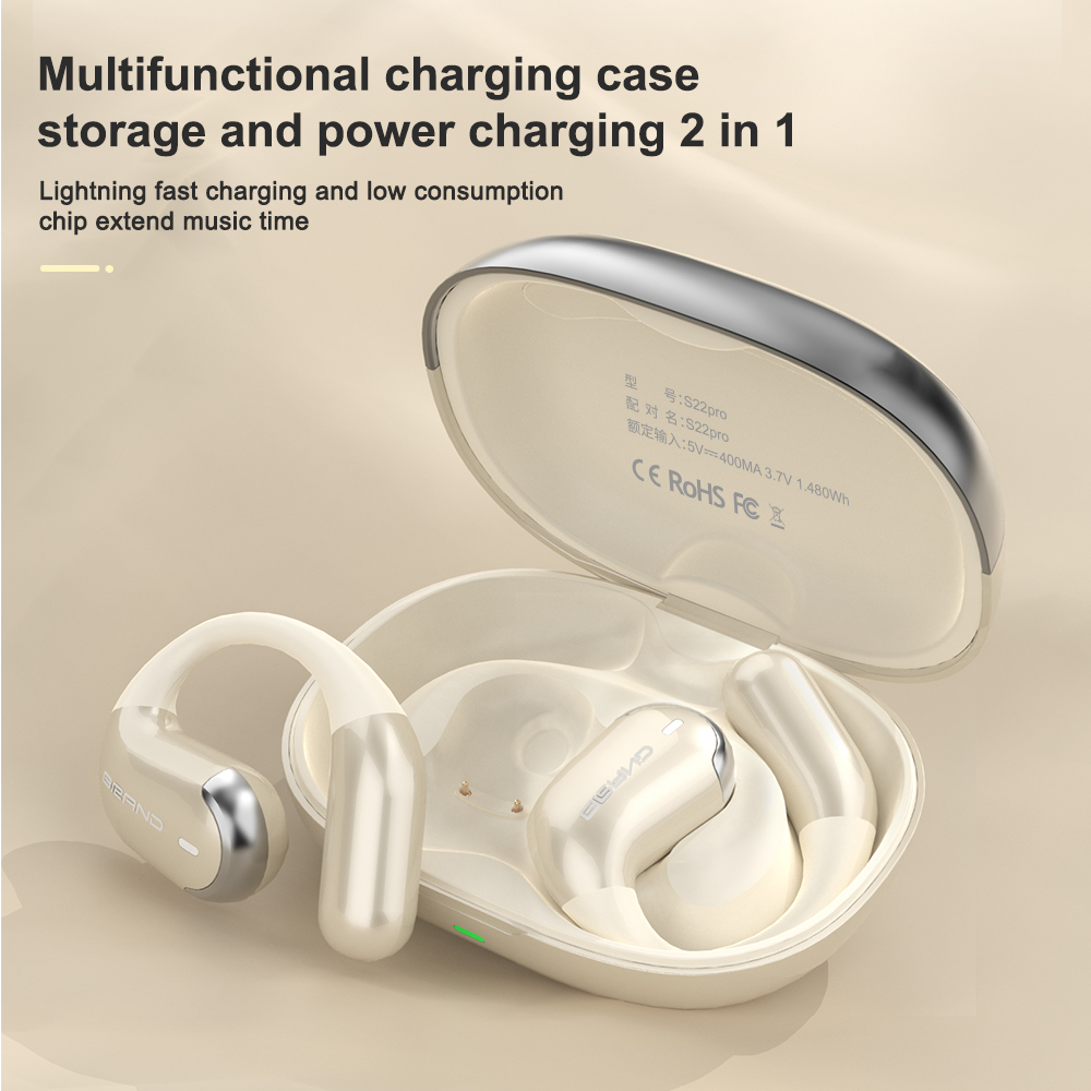 S22pro Novo Design OWS Fones de ouvido Bluetooth sem fio de orelha aberta de silicone